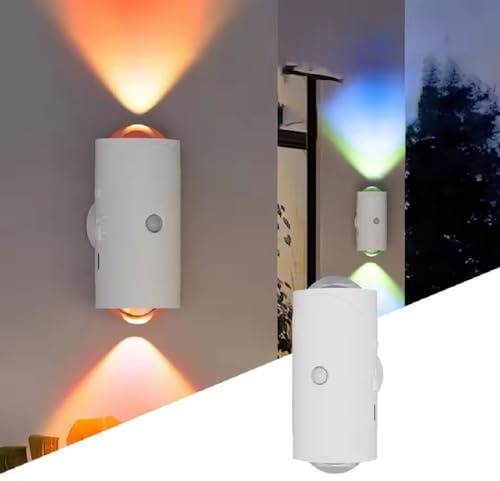 GUSHE Intelligentes LED-Nachtlicht mit Bewegungssensor, RGB-Farbverlauf dimmbar, Smart LED Wandlampe Innen/Außen, Wiederaufladbare Kabellose Wandlampe, Automatisch ON/Off, Für Schlafzimmer Wohnzimmer