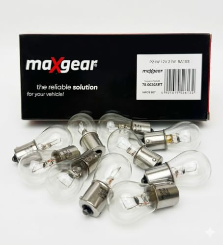Hallenwerk 10x Stk. Set P21W / BA15s / 12V / 21W / Autolampen Glühlampe Kugellampe Bremslichtlampe Nebelschlusslampe Rückfahrlicht Tagfahrlicht