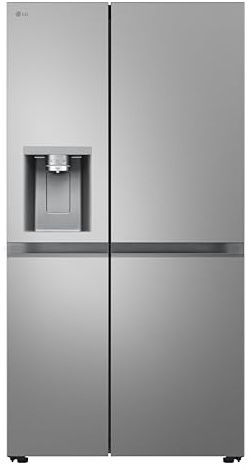 LG GSLE81PYBD, Side-by-Side Kühlschrank mit Eis-, Crushed Ice- & Wasserspender, 628 L, interner Wassertank, UVnano, DoorCooling+, LINEARCooling, Wi-Fi, Prime Silver [Energieklasse D]