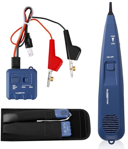 Tone Generator and Probe Kit, Wire Tracer Circuit Tester 200EP High Accuracy Inductive Amplifier Cable Toner RJ11 Adjustable Volume with Storage Bag, Telephone Line Finder Network Cable Collation