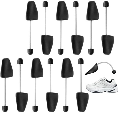 WENLISELL 6 Pairs Adjustable Black Plastic Shoe Tree, UK 6-9.5/EU 39-46 | Adjustable Spiral Spring, Shoe Shaper Holder, Flexible Shoe Stretchers, For Men and Women
