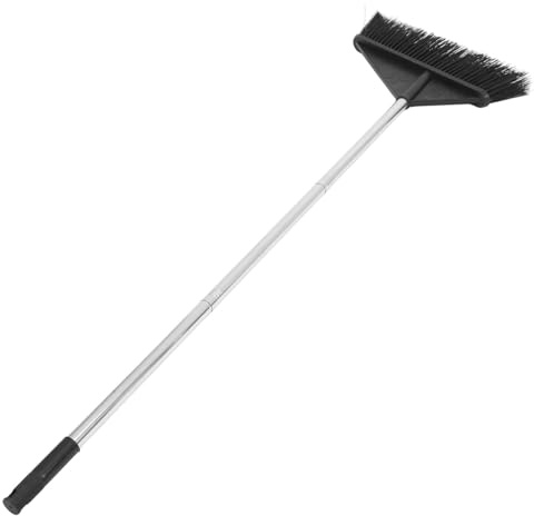 Gatuida Scopa Setole Dure con Manico per Pulizia Casa e Giardino Multiuso per Pavimenti Piastrelle e Esterni Spazzolone Resistente in Acciaio e Nero