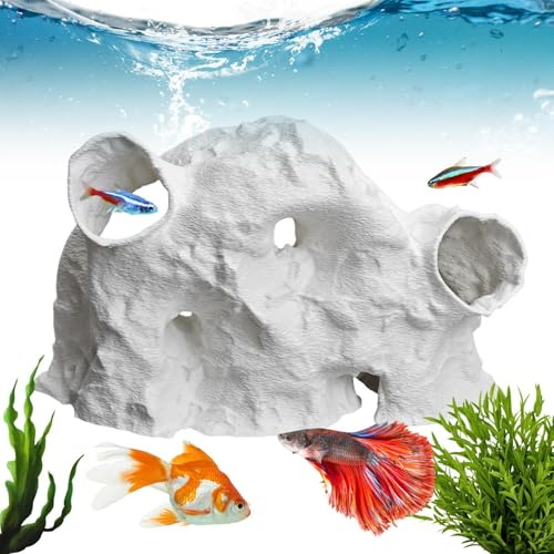 Fish Cave - Shrimp Cave Underground Aquarium Ornaments,Breeding Tank Decor for Play Betta Kuhli Loach Catfish Dwarf Clown Landscape Corner Freshwater Saltwater Home