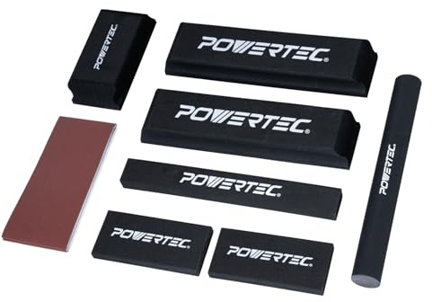 POWERTEC Sanding Block Kit with PSA Sandpaper – 7 Piece Flexible EVA Foam Wet/Dry Sanding Blocks for Auto Body, Woodworking & Crafts (72320)