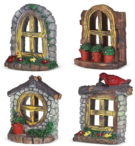 Garneck 4pcs Flower Pot Figurines and Aquarium Decor Ornaments, Miniature Garden Decorations for Home, Fish Tank Landscape Accessories (Assorted Styles)