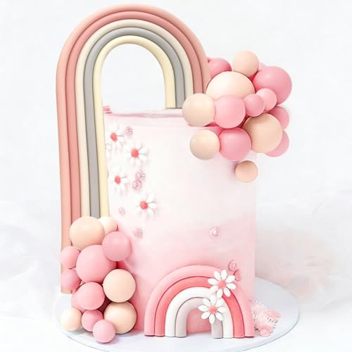 LaVenty Stück Boho Regenbogen Kuchendekoration Nackte Kugeln Cake Topper | 41 Stück Boho Regenbogen Kuchendekoration Nackte Kugeln Cake Topper Beige Kugeln Kuchendekoration Babyparty