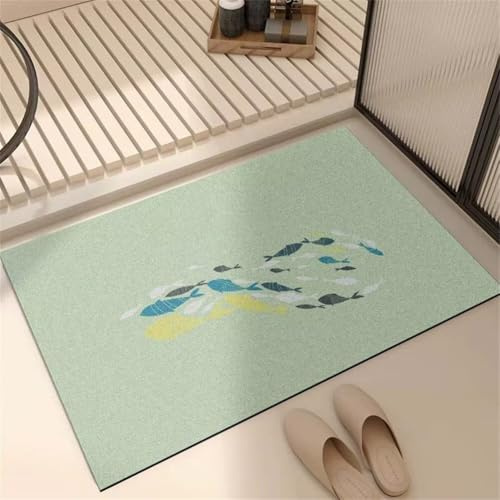 Alfombra de Baño Antideslizante, 40x60cm Alfombrilla Diatomita Baño Súper Absorbente, Alfombrilla Ducha Lavable Stone Bath Mat, Alfombra Piedras para Ducha, Cocina, Bañera y Baños, WC Green 6-405