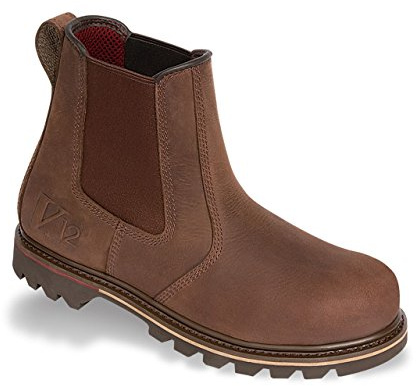 V12 Rawhide Chelsea Boots for Men - Steel Toe Cap Boots with Heat-Resistant Sole & Pierce-Resistant Midsole - Brown, Size UK 10