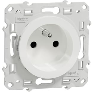 Schneider Electric - Odace prise de courant 2P+T blanc, à vis, 4 connexions rapides par pôle - S520049