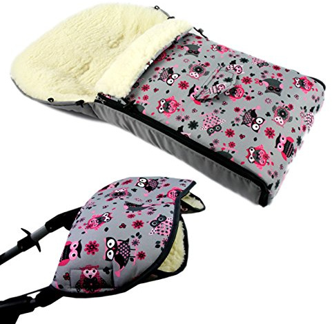 BAMBINIWELT KOMBI-ANGEBOT Muff + vinterväska 108 cm – av lammull för barnvagn, buggy, hjulhängare, skena – EU Eule $12