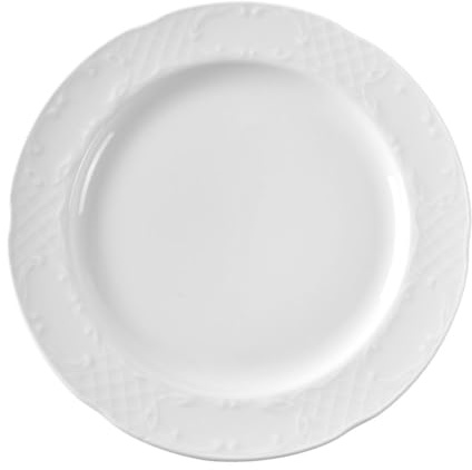 HENDI Assiette plate, bords renforcés, émaillage de qualité, résistance aux impacts et à l'usure, convient à micro-ondes et lave-vaisselle, ø200mm, porcelaine blanche