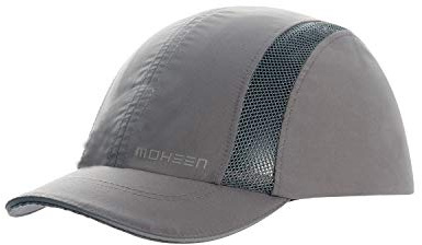 MOHEEN Safety Bump Cap, Baseball Hat Style with Reflective Stripes Hard Hat Head Protection Cap Lightweight and Breathable 18202H Grey Short Brim