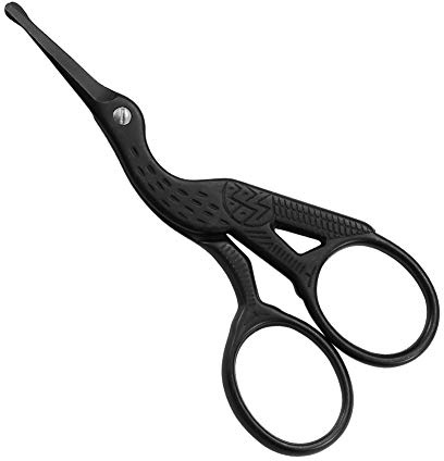 LIVINGO 3.5 Rounded Tip Vintage Stork Scissors, Professional Stainless Steel with Black Titanium Coated, Cuticle Pedicure Beauty Grooming Scissors for Eyebrow, Facial Hair, Dry Skin, Nose Hair
