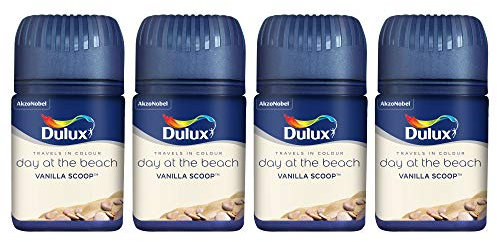 Dulux® Set of 4 Compact Wall Paint Ceiling Paint Tester Emulsion (50ml) Matt Finish Fast Colour Decorating Paint - Vanilla Scoop