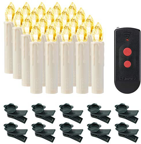 SHYOSUCCE 20pcs Flameless LED Candle Lights Flickering Christmas Tree Candles with Remote, Warm White Taper Candles for Christmas, Weddings, Birthdays, Parties