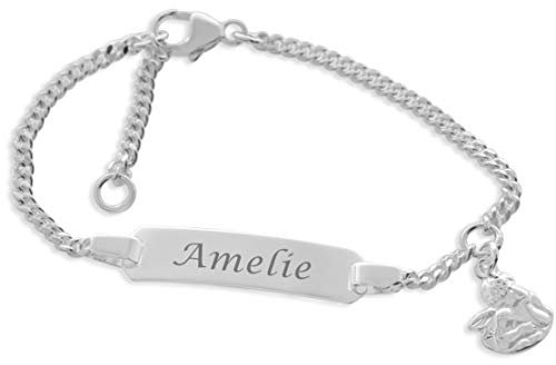 ID Babyarmband mit Gravur Taufe 925 Silber Engel Armkettchen Armband Taufgeschenk personailisert Taufarmband kurz 12cm 14cm Geschenke Taufe für Mädchen Jungs