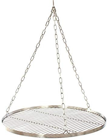 Grillrost 57 cm mit Kette Edelstahl für Schwenkgrill 3 Bein Grill Rost 14 mm Stababstand BBQ