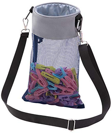 KGMCARE Sac à pinces à linge avec crochets de suspension, sac pour pinces à linge pouvant contenir jusqu'à 100 pinces à linge, convient pour l'intérieur et l'extérieur, gris, Minimaliste