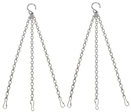 D.A.Y. Republic Two 14 Three Point Heavy Duty Metal Hanging Basket Chains - Heavy Duty Weatherproof Chain for Garden Hanging Flower Baskets (Two Metal Chains)