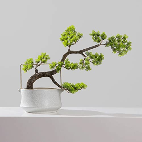 FAMoUsGoods Handmade Artificial Bonsai Tree Potted Plant Ornament Bonsai Simulation Bonsai Green Plant Fake Plant Decoration Potted Artificial House Plants Fake Plant