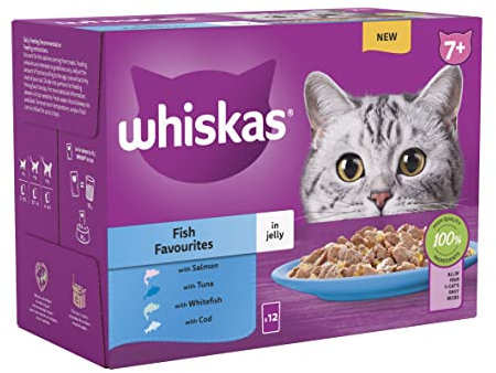 WHISKAS 7+ Cat Pouches Fish Favourites in Jelly 12 x 85 g
