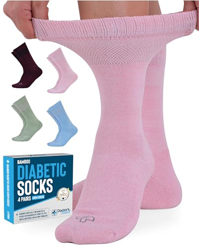 Doctor's Select Bamboo Viscose Diabetic Socks Women - 4 Pairs Crew Womens Diabetic Socks