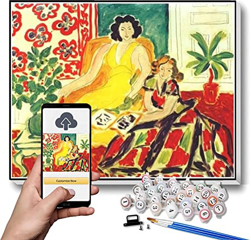 Zahlengemälde für Erwachsene, gelbe und karierte Kleider, Malerei von Henri Matisse Arts Handwerk für Wanddekoration zu Hause