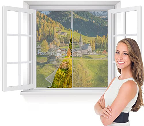 Fly Screens for Windows UK Grey 140x170cm Fly Screen Mosquito Magnetic Window Screen with Self-Adhesive Tape Washable for Living Room,Room Window