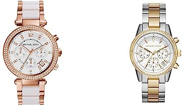 Michael Kors Montre pour Femme Parker, Mouvement Chronographe à Quartz & Montre pour Femme Ritz, Mouvement Chronographe à Quartz, Boîtier en Acier Inoxydable Argenté de 37 mm