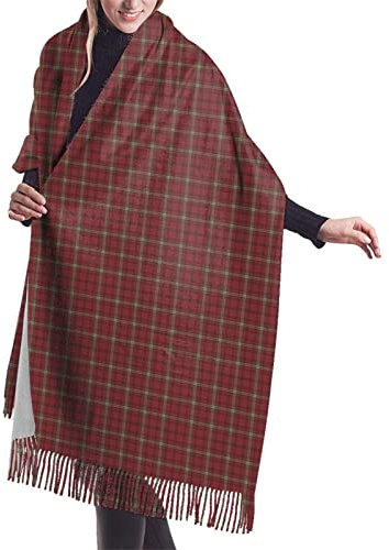 Damen-Deckenschal, Schal, Crosser, Clan, Nachname, schottisches Schottenkaro, Kaschmir-Gefühl, Winterschal, rot, One size