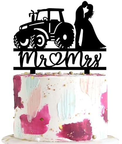 keonsatrz Farmer Wedding Cake Topper Tractor wedding cake topper Country Themed Cake Decoration for Wedding Anniversary Bridal Shower Party Supplies