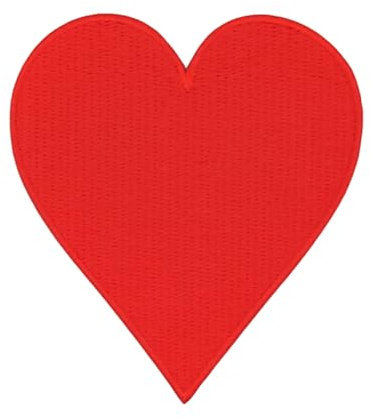 Herz Rot Gestickt Aufnäher zum aufbügeln oder aufnähen Bügelbild Aufbügler für Kleidung gestickter Bügelpatch Applikation Poker Love Liebe Patch Größe 6,5 x 7,2 cm