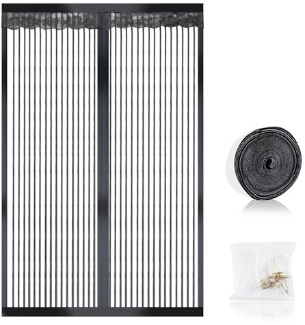 Fly Screens for Doors JANORS Magnetic Fly Screen Door, Magnetic Soft Screen Doors, Encrypted to Prevent Bug, Full Frame Magic Tape, Magnet Silent Closure, No Punching 90×200cm (Stripe)