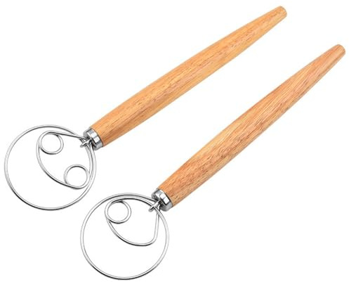 2 Stück Dänischer Schneebesen, Professioneller Dänischer Teigbesen, Brotteig Schneebesen, 13 Zoll Dänischer Schneebesen Mit Holzgriff für Backen Brot Gebäck Dessert Pizzateig