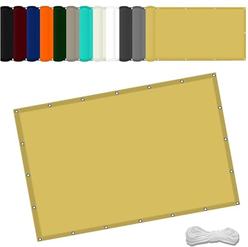 Malla Sombreadora Jardin 2.3 x 3.6 m Impermeable Rectangular Lona De Sombra Resistente al Agua con Ojales y Cuerdas Rayos UV HDPE Malla Sombreo Exterior Pergola, Color Crema