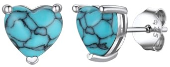 Supcare Damen Silber 925 Ohrringe mit Herz Türkis Grüne Ohrringe Frauen Ohrstecker Ohr Stud Turquoise Earring Hypoallergen Ohrringe Silber Ohr Piercing Heilende Ohrschmuck Schmuck für Valentinstag