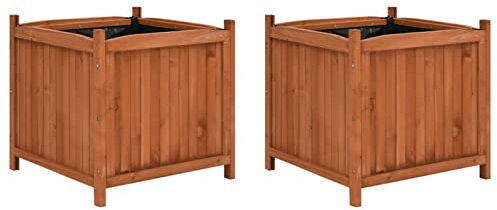 Homgoday Jardinera con rejilla para jardín, 2 unidades, 50 x 50 x 50 cm, de madera de abeto, jardinera con rejilla para jardín, jardinera de exterior, jardinera balcón