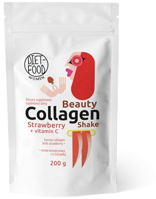 Diet-food - Collagen Beauty Shake - Kollagen Pulver mit Vitamin C - Nahrungsergänzungsmittel - Collagen Beauty Drink - 200 g - mit Geschmack Erdbeere