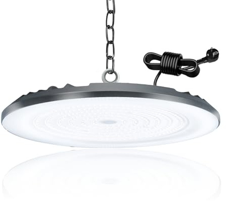 BOSITE LED UFO hallspotlight 200W, 20000LM LED UFO industribelysning 6500K kallvit, IP65 vattentät LED High Bay-lampa, LED-verkstadslampa för lager, fabrik, garage