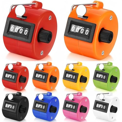 LATERN 8 Stück Handzählzähler, 4-Stelliger Zahlen-Klickzähler Mechanischer Handflächenzähl-Klicker Handgehaltener Pitch-Zähler für Trainer Stricken Leute Dapping Angeln Golf Sport Stadion (8 Farben)