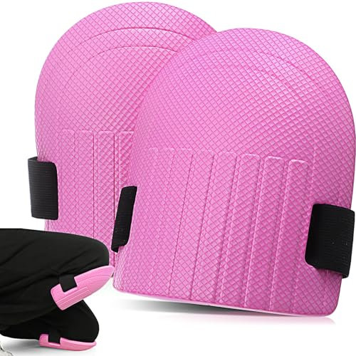 WinnerWhy Gardening Knee Pads for Women and Men Lightweight Waterproof Foam Knee Pads for Gardening and Housework Knee Pads for Gardening with Adjustable Hook'n'Loop Straps(Pink)