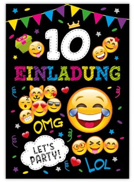 JuNa-Experten 12 Einladungskarten zum 10. Kindergeburtstag Mädchen Jungen coole Einladungen zehnte Geburtstag Mädchengeburtstag Jungsgeburtstag