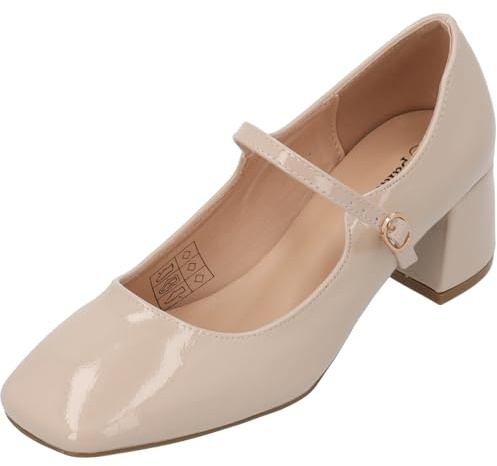 Palado Pumps Damen Nataye - Elegante Stöckelschuhe mit bequemen Blockabsatz - modische Schuhe mit Absatz - Sommerschuhe Beige UK5,5 - EU38