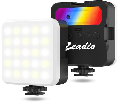 Zeadio Luce LED per Fotocamera - Temperatura Colore Regolabile 3000K-7000K, CRI ≥95, Video Luce Portatile Tascabile per DSLR/Riprese su Tavolo/Selfie/Cellulare/Fotografia, Confezione da 1