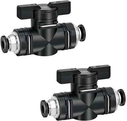 TINGJS Pneumatik Steckverbinder Gerade 10 mm Pneumatischer Kugelhahn mit Absperrhahn für Schnellen Anschluss von Luftleitungen 2 Stück