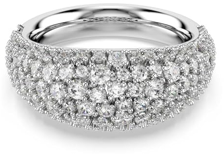 Swarovski Sublima Anello, Gioiello Versatile per Occasioni Speciali con Zirconia Trasparenti, Pietre Incastonate con Tecnica Chatonnage, Placcatura in Tonalità Rodio, Taglia 58
