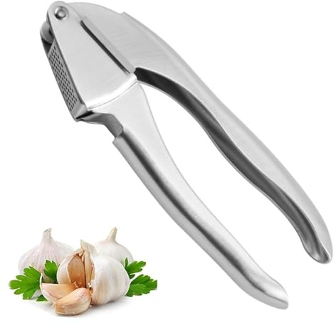 ZMREN Spremiaglio, Pressa Aglio in 304 Acciaio Inox, Spremiaglio da Cucina, Frantoio per Zenzero, Impugnatura estesa e ampliata per un uso facile e confortevole
