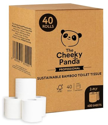 Cheeky Panda Bamboo Toilet Roll, 400 Sheets 2 Ply - Pack of 40 Rolls