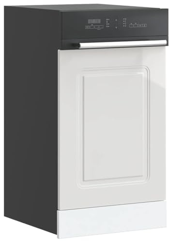 QJBSAVVA Kalmar - Cache de lave-vaisselle - Blanc brillant - 45 x 1,5 x 67 cm - Meuble de cuisine avant en bois robuste avec surface facile d'entretien pour les cuisines modernes