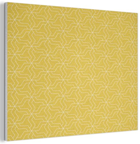 MuchoWow© Akustik Wandpaneele 80x60 cm Filz Wanddeko Wohnzimmer Aesthetic Room Decor Deko Zimmer Wandbilder Modern Schalldämmung Bild Weiß - Gelb - Muster - Geometrisch